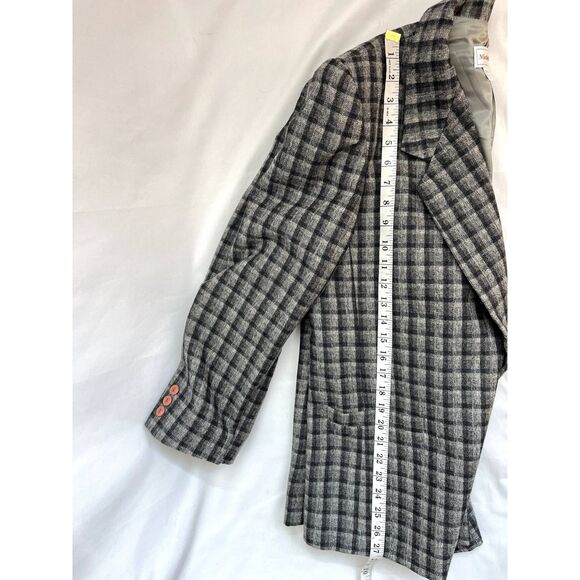 Vintage Michelle Stuart 100% Wool Grey Plaid Checkered Blazer Sz 8 Career Office - Picture 10 of 10